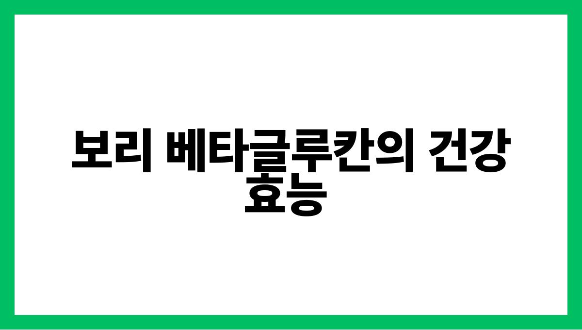 보리 베타글루칸 보리 베타글루칸의 건강 효능