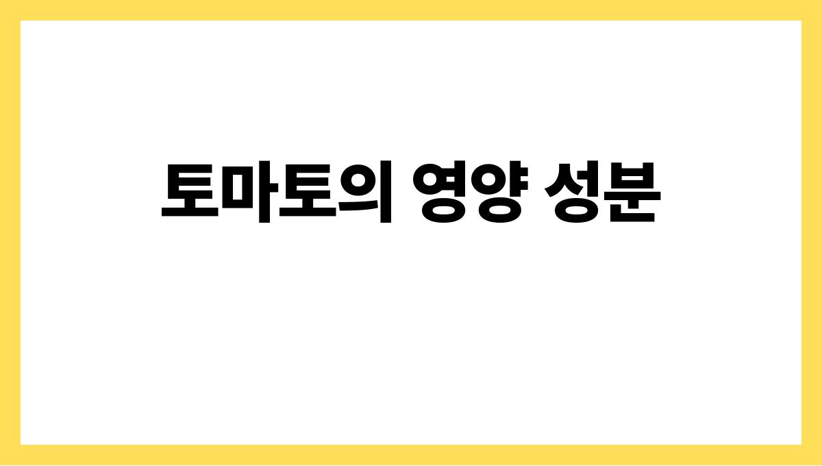 토마토 토마토의 영양 성분